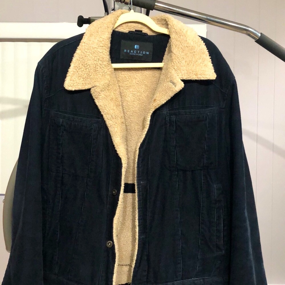 Kenneth Cole Navy Blue Corduroy warm winter jacket